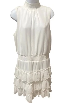 MSK Dress Juniiors XL White Tiered Ruffle Cottage Boho Summer Sleeveless Knee - Image 1 of 4