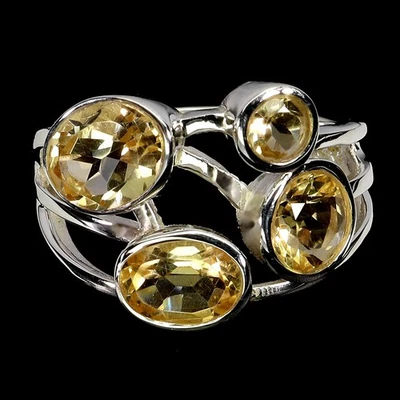 Anillo de plata de ley 925 ovalado citrino 8x6 mm piedras preciosas naturales joyería tamaño 7 Foto 1 de 4