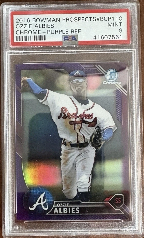 Ozzie Albies 2016 Bowman Chrome Prospects Purple Refractor /250 #BCP-110 PSA 9 - Image 1 of 1