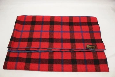 Manta de lana Pearce Woolrich de colección roja negra azul borde encuadernado a cuadros hecha en EE. UU.  Foto 1 de 4