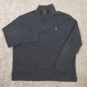 Polo Ralph Lauren Sweater Mens XL Gray Rib Knit Flesh Pony Quarter Zip Pullover - Picture 1 of 7