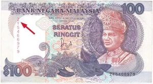Mazuma*M5485 Malaysia Jaffar $100 ZY5466979 Last Prefix GVF - Picture 1 of 2