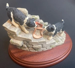 Border Fine Art Tug O’ War.  2 Collie Pups  D Walton 1990 James Herriot - Picture 1 of 11