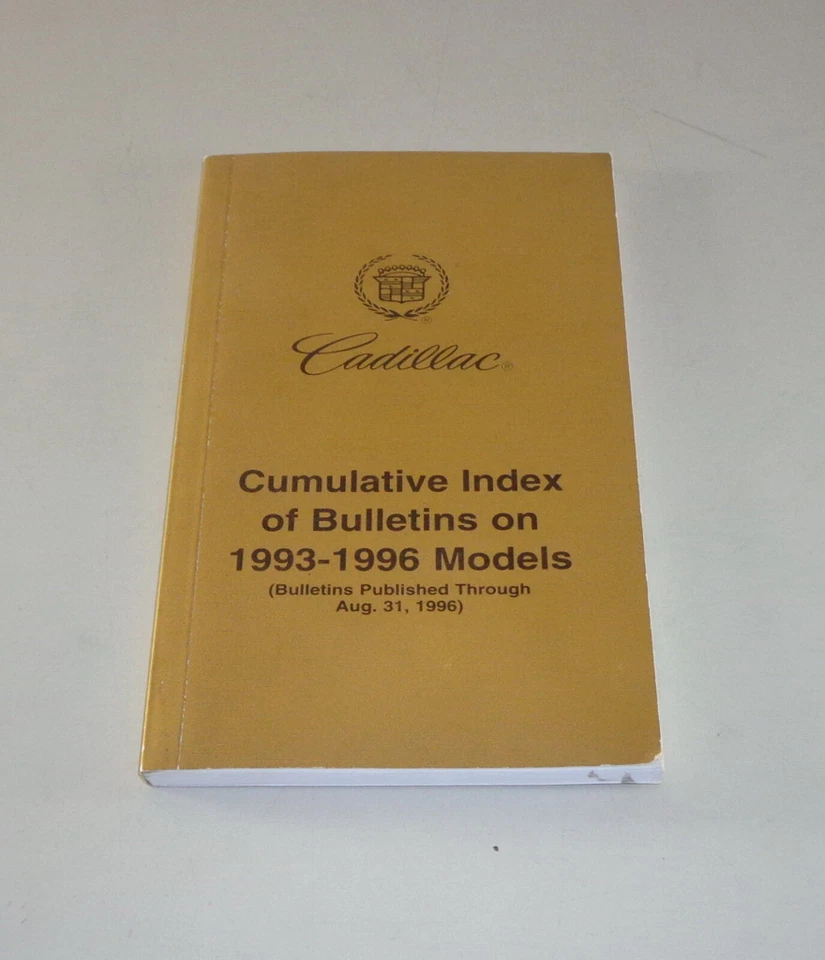 Indice Cumulativo Della Letteratura Di Servizio Per Modelli Cadillac 1993 - 1996 - Immagine 1 di 1
