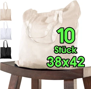 10 STÜCK Baumwolltasche 38X42 Cm Unbedruckt, Zwei KURZE Henkel OEKO-TEX® Zertifi - Bild 1 von 12