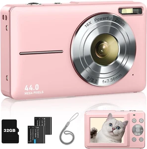 Digital Camera, FHD 1080P Kids Camera with 32GB Card, 2 Batteries, Lanyard, 16X - Picture 1 of 8