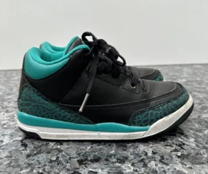Nike Girls Air Jordan 3 Retro GG Black/Metallic Gold-Teal Size 1Y - Picture 1 of 12