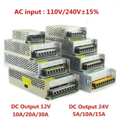 AC 240V TO Out DC 12V/24V 5A/10A/15A/20A/30A Transformer Regulated Power Supply  - image 1 of 4