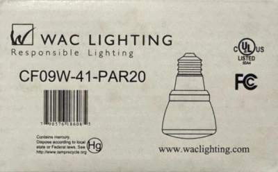 WAC Lighting 9-Watt PAR20 CFL - CF09W-41-PAR20 - 4100K / Bright White - NEW - Image 1 of 3