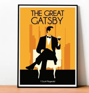 The Great Gatsby Book Cover, Francis Scott Fitzgerald, Wall Art, Dandy, Classic - Picture 1 of 3