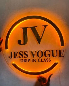 Acrylic Round Custom Sign Backlit LED Light Business Logo Luxury Slogan Studio - Picture 1 of 8