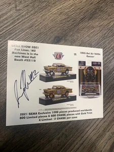 2021 M2 Machines SEMA Exclusive 1955 Chevy Gasser Collector POSTCARD autographed - Picture 1 of 3