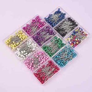 100Pcs/Box 38cm Colorful Round Pearl Head Needles Stitch Straight Push Sewing - Picture 1 of 35