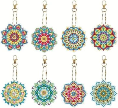 8pcs 5D DIY Mandella Diamond Painting Art Keychain Kit For Adults - Image 1 of 4