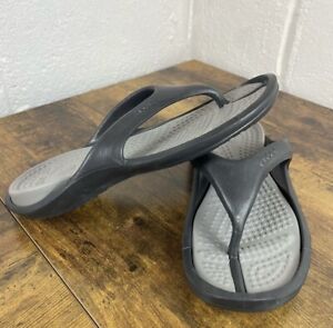Unisex Crocs Black Gray Sandals Thong Flip Flops Athens Style Classic Size 9/11
