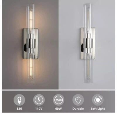 YUYI Modern Nickel Wall Sconces Fixture Set of 2, Bathroom Light Mirror Coating  - Image 1 of 4