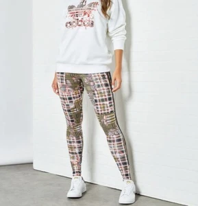 Adidas "Her Studio London Leggings" Damen Hose Hohe Taille Luxus Karo Blumen XS - Picture 1 of 3