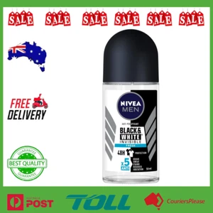 NIVEA-Men Invisible Black and White Fresh Roll On Anti-Perspirant Deodorant 50ml - Picture 1 of 6
