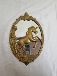 Vintage Ornate Brass Unicorn Wall Mirror - Picture 1 of 5