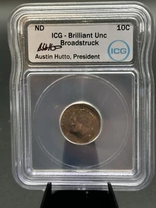 Bu Broadstruck Dime Mint Error Hand Singed By Austin Hutto - Picture 1 of 3