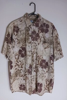 Half MoonBay Hawaiian Tropic Short Sleeve Button Up Shirt Mens Size L - Image 1 of 4