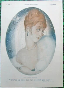 GERDA WEGENER Original 1916 French Vintage Art Deco Print GLAMOROUS JEWEL GIRL - Bild 1 von 2
