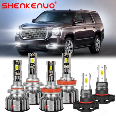 Kit combinado de faros LED 6X 6000K + bombillas antiniebla A8 para GMC Yukon XL 2015-2019 Foto 1 de 4