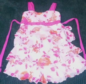 Speechless Girls Multi-Tiered Ruffled Pink & Orange Floral Dress Size 12 - Picture 1 of 7
