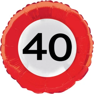40TH BIRTHDAY PARTY 45CM FOIL BALLOON AGE TRAFFIC SIGN - Picture 1 of 1