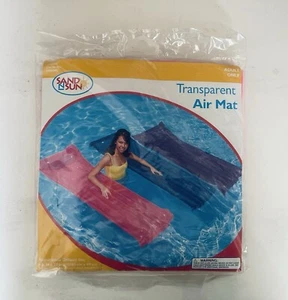 Vintage Sun n Sand Transparent Air Mat Pool Float 72”x27” Water Raft Pink - Picture 1 of 2