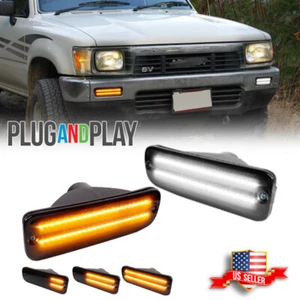 For 95-00 Toyota Tacoma Smoked Switchback White Amber LED DRL Turn Signal Lights - Picture 1 of 11