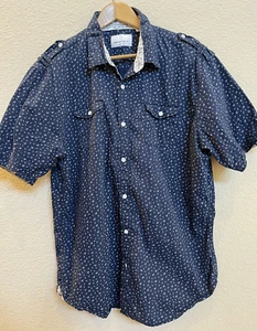 Paper Denim & Cloth Men Shirt Size XL Cactus Buttons Short Sleeve Blue Cotton - Picture 1 of 13