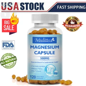 Magnesium Capsules Complex Glycinate Citrate Malate Oxide Supplement 120 pcs - Picture 1 of 9