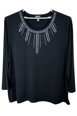 NEW MAGGIE BARNES Women's Polyester Long Sleeve Blouse Black Size 4X 30W 32W - Image 1 of 4