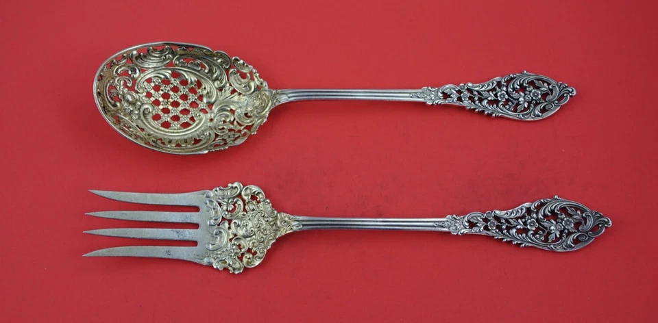 Trianon Pierced by Dominick and Haff Sterling Salad Serving Set 2-pc GW 11 1/4" - Image 1 of 2