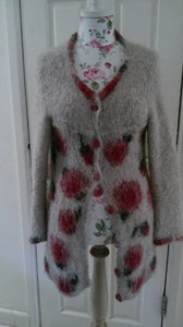Vintage Amano Alpaka Wolle Strickjacke Long Line Cardigan Bohemian Folk Art S/M - Bild 1 von 7