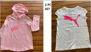 PUMA Girls 2 Piece Shirt Set Pink/White S(7-8)NWD - Picture 1 of 6