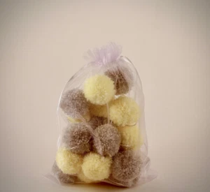 20 LED battery operated Lemon & Grey Pom Pom Fairy Lights - Picture 1 of 1