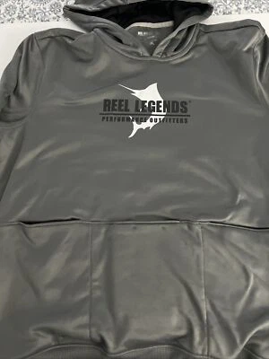 Men's Reel Legends Hoodie Sweatshirt Hands-Free Pockets UPF 50 Gray Size Large - Image 1 of 4