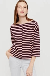 Top Lou & Grey Corte Lineal Rayas Talla Mediana Rosa Borgoña Manga 3/4 Nuevo Etiqueta $49 - Imagen 1 de 3