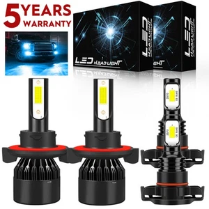 For GMC Yukon 2007 - 2014 LED Headlights Kit High Low Beam Fog Light 8000K Bulbs - Imagen 1 de 11
