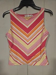 Camiseta sin mangas grande Energie Juniors vintage años 90 brillante colorida a rayas Chevron - Imagen 1 de 3