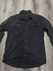 Affliction Men’s Vintage Long Sleeve Dress Up Shirt Size Large /Skull Goth - Picture 1 of 6