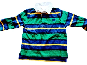 Polo Chaps ragazzo verde blu rugby manica lunga righe 18 mesi - Foto 1 di 10