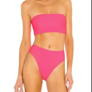NEW Frankies Bikinis Jenna Ribbed Bikini Bottom in Pink Punch XS - Picture 1 of 6