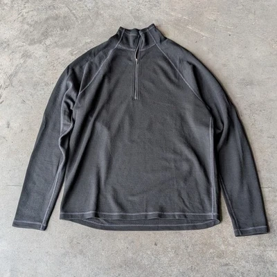 Ibex Black Merino Wool Knit 1/4 Zip Sweater large - Image 1 of 4