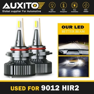AUXITO HIR2 9012 CSP LED Headlight Bulbs Hi Kit Low Beam 6500K 200W High Power D - Picture 1 of 12