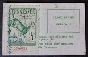 1956 Tennessee Big Game Stamp on Resident Hunting License - Picture 1 of 2