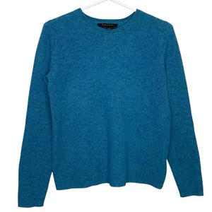 Tahari Cashmere Sweater Womens XS Blue Pure Luxe Crewneck Quiet Luxury Soft - Picture 1 of 10