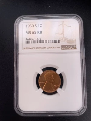 1930 S Lincoln Wheat Cent MS65 RB NGC - Image 1 of 4